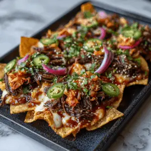Korean Nachos with Short Rib and Sweet Chili glaze