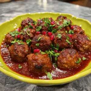 Lebanese Kefta Meatballs in Tomato Pomegranate Sauce