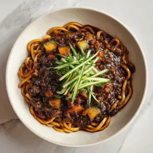 Quick Vegan Jajangmyeon with Mushroom Pork Crumble