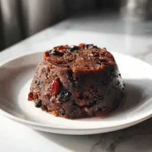 Rich Vegan Christmas Pudding with Cherries and raisins