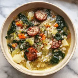 Rustic Turnip Green Soup with Rice and Root vegetables