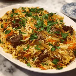 Slow Simmered Beef and Basmati Plov with Whole spices