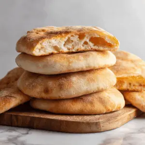 Soft Lebanese Khubz Bread with Semolina and Olive oil