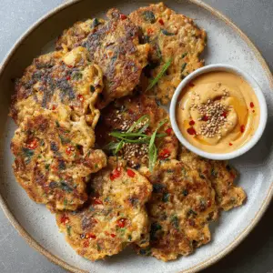 Spicy Tuna Jeon with Korean Mayonnaise dip