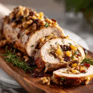 Stuffed Pork Tenderloin with Apple and Cranberry filling