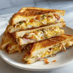 Sweet and Savory Korean Egg Sandwich with veggies