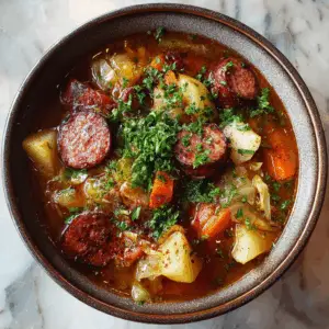 Traditional Hangover Stew with Cabbage and Blood sausage