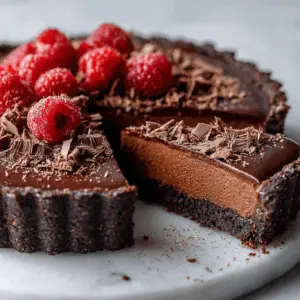 Vegan Triple Chocolate Tart with Date crust