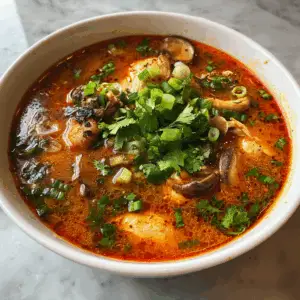 Zesty Thai Tom Yum Soup with Mushrooms and chicken