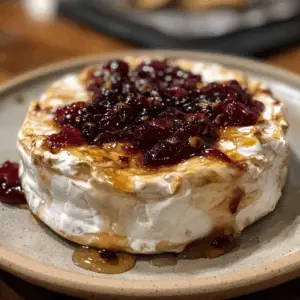 Baked Brie with Cranberry Chutney and rosemary