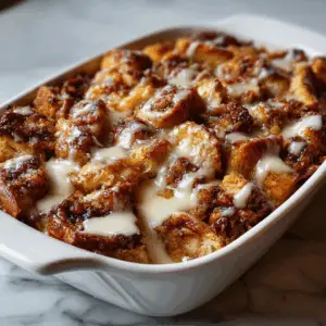 Cinnamon Roll Bread Pudding with Cream Cheese glaze