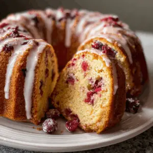 Cranberry Orange Bundt Cake with glaze