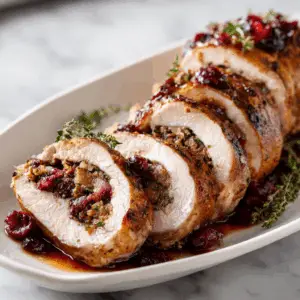 Cranberry Stuffed Pork Tenderloin with Sage
