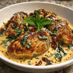 Creamy Tuscan Chicken with Sun-Dried tomatoes