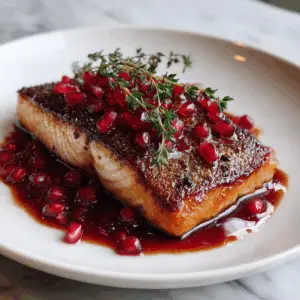 Crispy Salmon with Pomegranate glaze