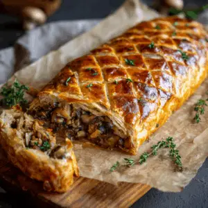 Golden Mushroom Wellington with Puff pastry
