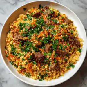 Hearty Russian Bulgur Plov with Lamb and garlic