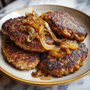 Juicy Pork and Beef Russian Patties with Caramelized onions