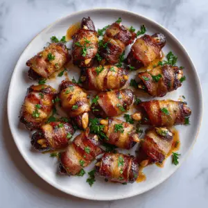 Maple Bacon Wrapped Dates with almonds