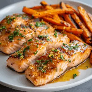 Maple Dijon Glazed Salmon with Roasted carrots