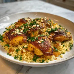 Moroccan Chicken Thighs with Apricot Infused couscous