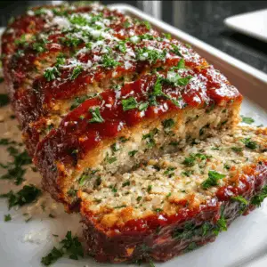 Parmesan Chicken Meatloaf with Marinara glaze