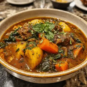 Rustic Lamb Stew with Leeks and spinach