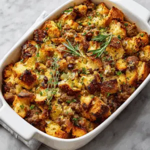 Savory Sausage and Herb Sourdough stuffing