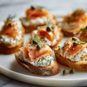 Smoked Salmon Crostini with Dill Cream cheese