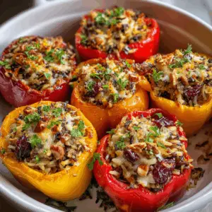 Stuffed Bell Peppers with Wild Rice and cranberries