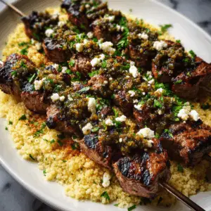 Tender Lamb Kabobs with Moroccan Olive tapenade