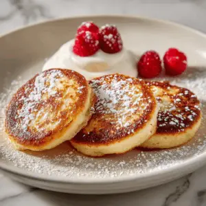 Tvorog Cheesecake Pancakes with Vanilla sugar