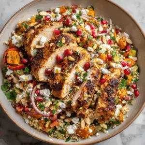 Warm Moroccan Chicken Salad with Roasted veggies