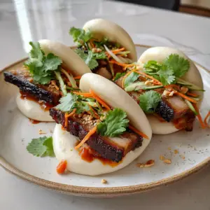 BBQ Pork Belly Bao with Sriracha mayo