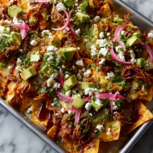 Birria Nacho Platter with Avocado and cotija