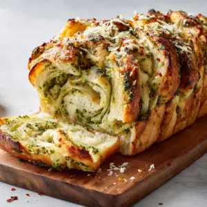 Cheesy Pesto Pull Apart Bread loaf