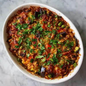 Djuvec Casserole with Eggplant and zucchini