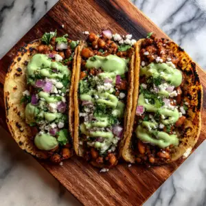 Frijoles y Chorizo Tacos with Avocado crema
