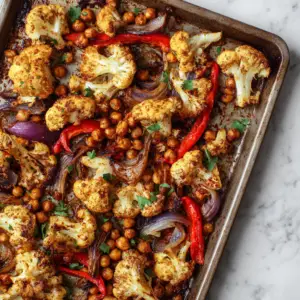 Golden Cauliflower & Chickpea Sheet Pan bake
