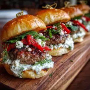 Greek Lamb Sliders with Dill and Roasted peppers
