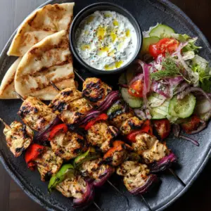 Greek Souvlaki Chicken with Grilled veggies