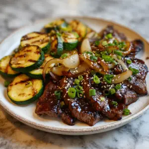 Hibachi Style BBQ Beef with Onion & zucchini