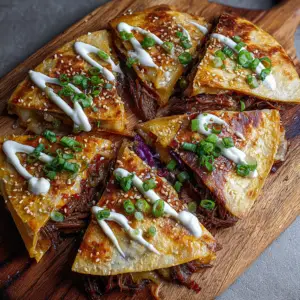 Korean Short Rib Quesadillas with Garlic aioli