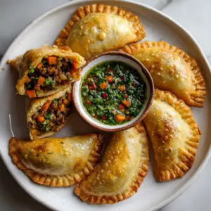 Lentil and Veggie Vegan Empanadas with chimichurri