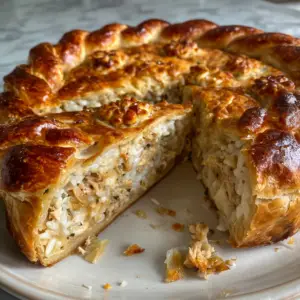 Russian Kurnik with Chicken and Rice filling