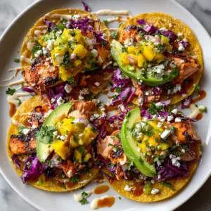 Salmon Tostadas with Mango salsa