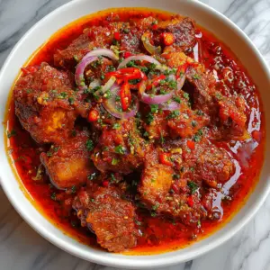 Spicy Nigerian Party Stew with Fried beef