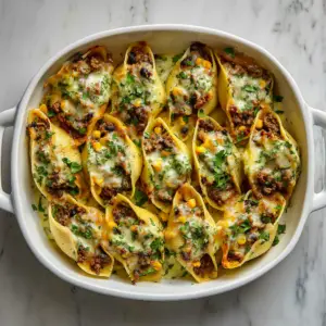 Taco Stuffed Pasta Shells with Salsa verde
