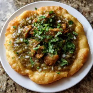 Navajo Fry Bread with Green Chile pork